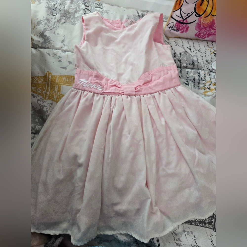 Pink Sleeveless Kids Dress Minnie Mouse